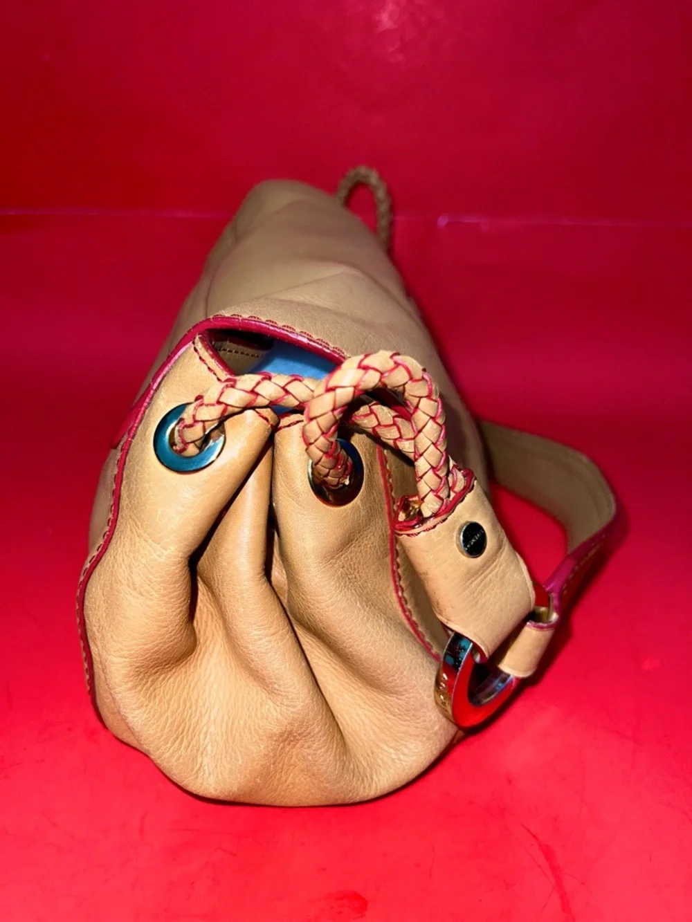 Givenchy Saddle Shoulder Bag in Tan with Embossed Logo - Picture 5 of 7